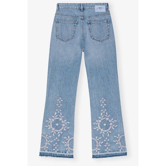 Ganni Broderie Anglaise Betzy Jeans in Light Blue Stone 28 - Picture 6 of 6